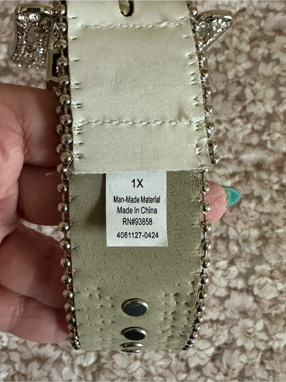Rhinestone Embellished White Women's Belt